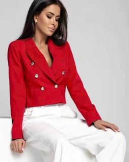 Дамско късо сако със златни копчета 6100 червен
