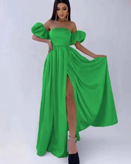 Дамска дълга ефектна рокля 4534 зелен
