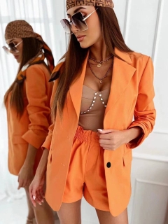 Дамски комплект сако и панталон 6468 оранжев неон