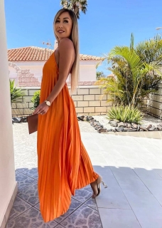 Дамска дълга рокля Солей 56469 оранжев