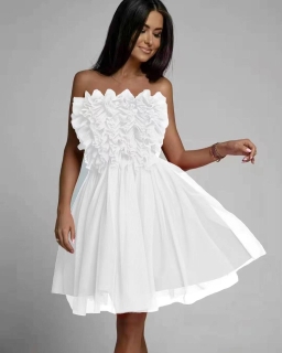 Дамска ефектна рокля бюстие 5126 бял