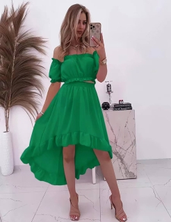 Дамски комплект пола и блуза 6519 зелен