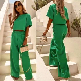 Дамски комплект панталон и блуза 4754 зелен