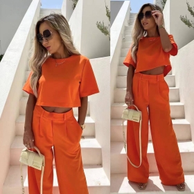 Дамски комплект панталон и блуза 4754 оранжев