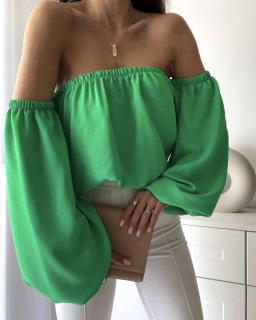 Дамска елегантна блуза + аксесоар 55044 зелен