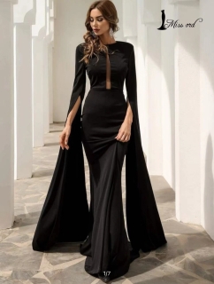 Дамска елегантна дълга рокля 5190 черен