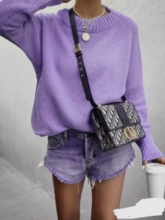 Дамски свободен пуловер 00771 лилав