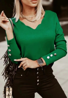 Дамска блуза с копчета по ръкава 6744 зелен