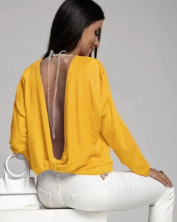 Дамска блуза с гол гръб 6753 жълт
