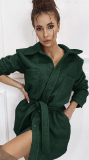 Дамско палто с колан 6731 зелен
