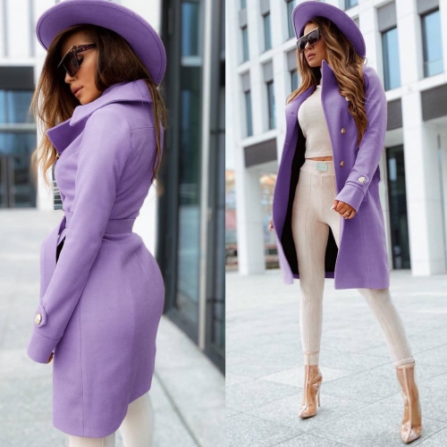 Дамско елегантно палто с хастар 6083 лилав
