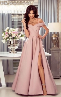 Rochie lunga de dama cu fanta 1867 pudra