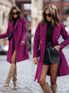 Дамско атрактивно палто 6857 виолетов