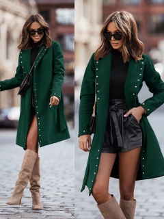 Дамско атрактивно палто 6857 тъмно зелен