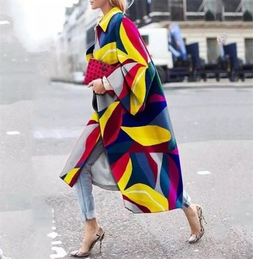 Дамско цветно палто тип букле 53074