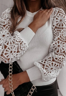 Дамска блуза с дантела 5289 бял