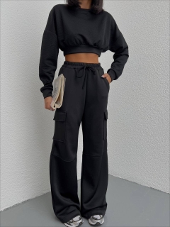 Дамски свободен панталон с джобове H3270 черен