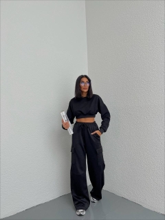 Дамски свободен панталон с джобове H3270 черен