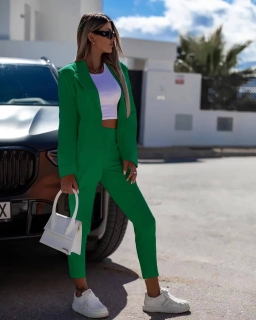 Дамски комплект сако и панталон A0830 зелен