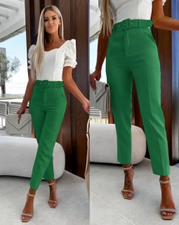 Pantaloni de dama cu centura A0887 verde