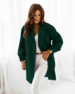 Дамско палто с хастар 67255 тъмно зелен
