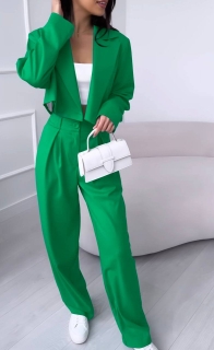 Дамски комплект панталон и късо сако A0904 зелен