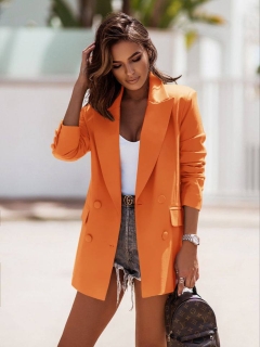 Дамско едноцветно сако A0922 оранжев
