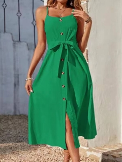 Дамска рокля с дължина под коляното X6505 зелен