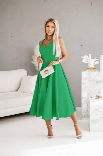 Дамска разкроена рокля A0982 зелен