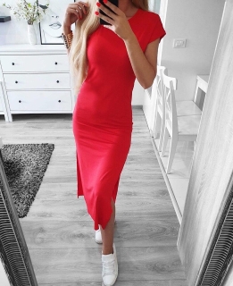 Дамска дълга рокля 12277 червена