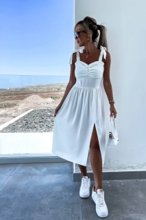 Дамска рокля с връзки A1031 бял