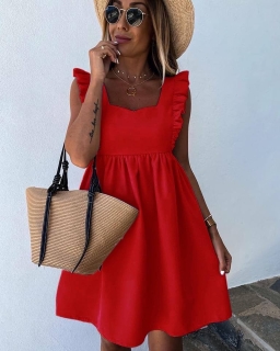 Дамска разкроена рокля X5135 червен