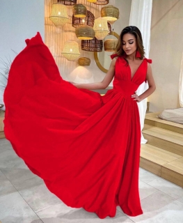 Дамска дълга рокля X1093 червен