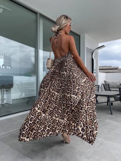 Rochie de dama Soleil cu imprimeu A1146 cafeniu