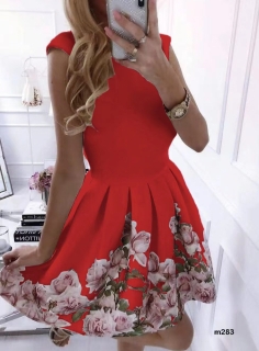 Дамска рокля с цветя 2699 червен