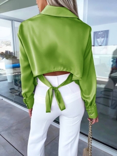 Дамска риза с връзки на гърба A1227 светло зелен
