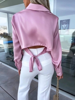 Дамска риза с връзки на гърба A1227 розов