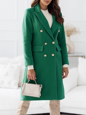 Дамско палто с двуредно закопчаване A1267 зелен