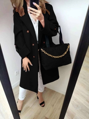 Дамско палто с двуредно закопчаване K8670 черен