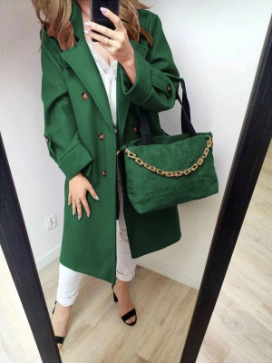 Дамско палто с двуредно закопчаване K8670 зелен