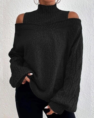 Дамски пуловер от две части J7550 черен