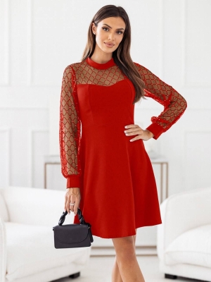 Дамска ефектна рокля A1288 червен