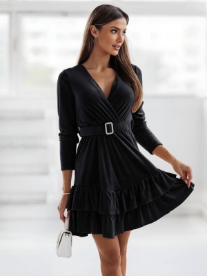 Дамска рокля с колан A1298 черен