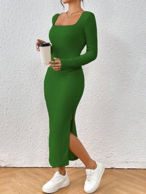 Rochie de damă cu gât pătrat AR3096 verde