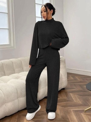 Дамски свободен комплект блуза и панталон AR1194 черен