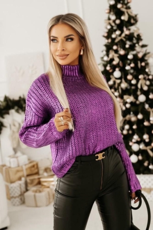 Дамски ефектен пуловер SL5137 циклама
