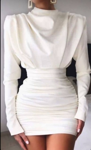 Дамска ефектна рокля H4263 бял