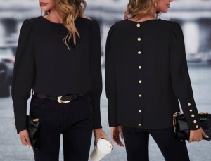 Дамска блуза с копчета на гърба A1527 черен