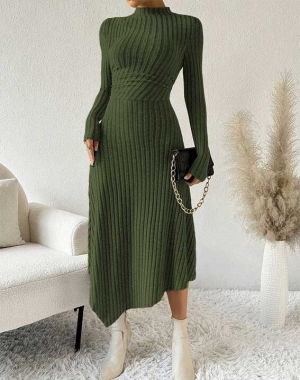 Дамска ежедневна асиметрична рокля AR3315 тъмно зелен