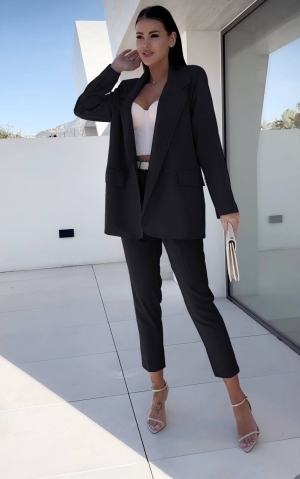 Дамски комплект сако и панталон A1584 черен